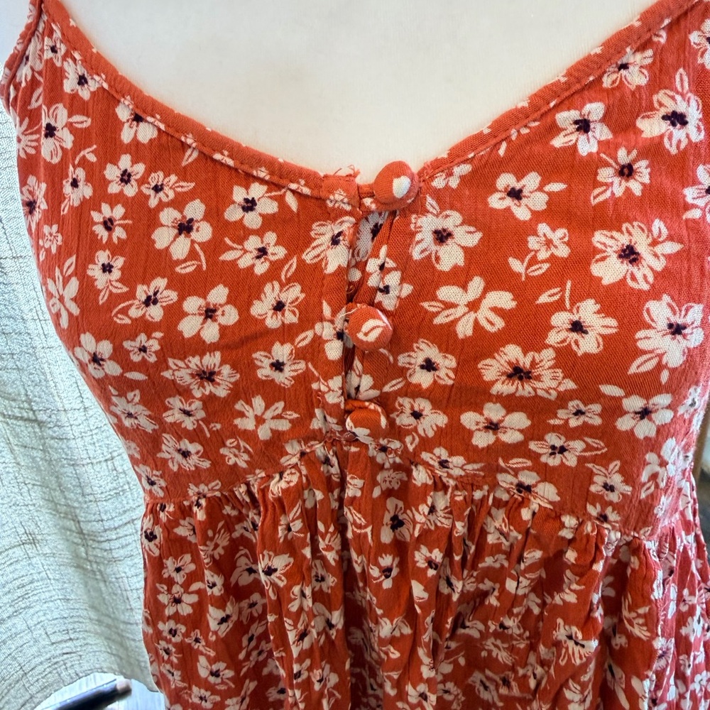 Rust Floral Button-Front Sundress with White Flowers - Picture 5 of 5